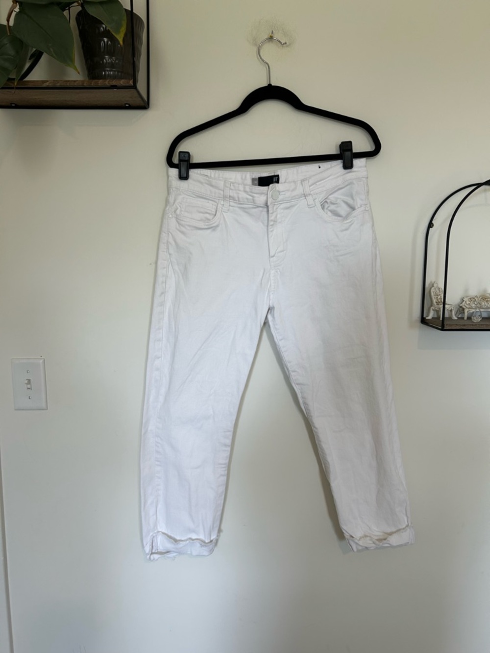 Kut From the Kloth Women’s White Amy‎ Crop Straight Leg Jeans Size 14